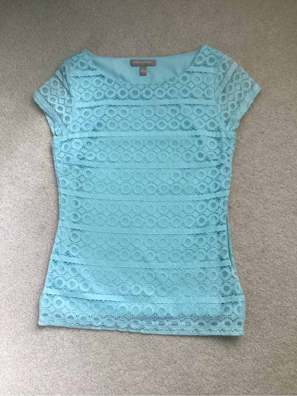 Banana Republic Aqua Lace Cap Sleeve Top